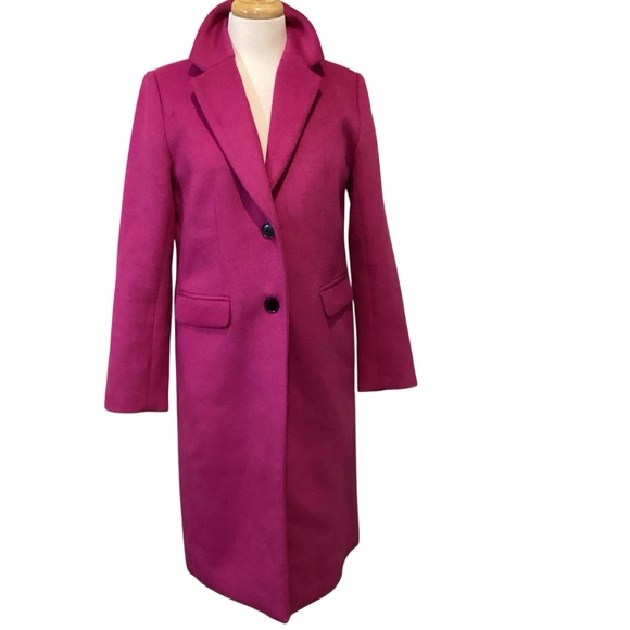 Loft Wool Blend Tailored Coat in Rich Pink Berry Size SP Petite - Picture 13 of 14